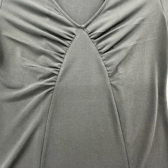 Free People Black Ruched V-Neck Top Women's Small Stretch 3/4 Sleeve Blouse - Picture 5 of 7